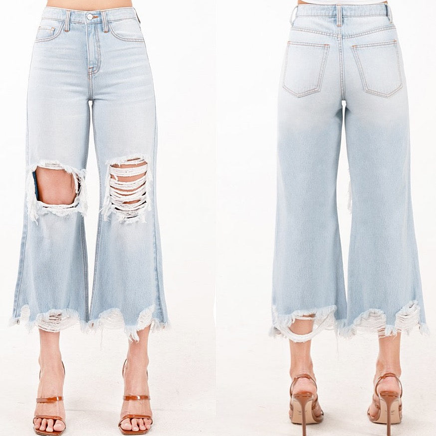 High Rise Crop Straight Leg Jeans - MTT Collective