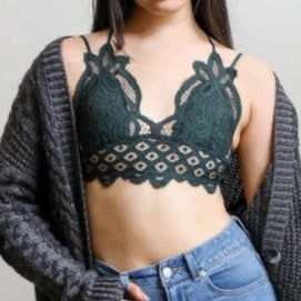 Padded Crochet Lace Longline Bralette - MTT Collective