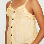GIRLS PLAID RUFFLE TRIM CAMI | YELLOW - MTT Collective