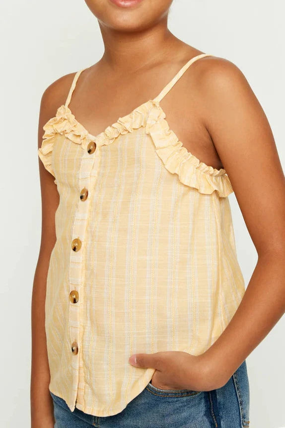 GIRLS PLAID RUFFLE TRIM CAMI | YELLOW - MTT Collective