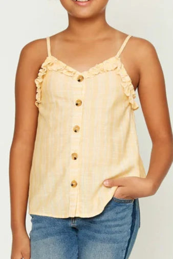 GIRLS PLAID RUFFLE TRIM CAMI | YELLOW - MTT Collective