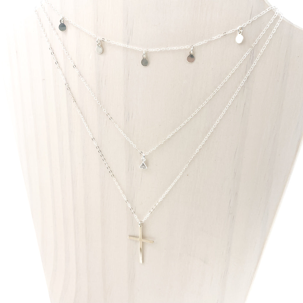 Large Cross Necklace Set | Sterling Silver | Set Of 3 - MTT Collective