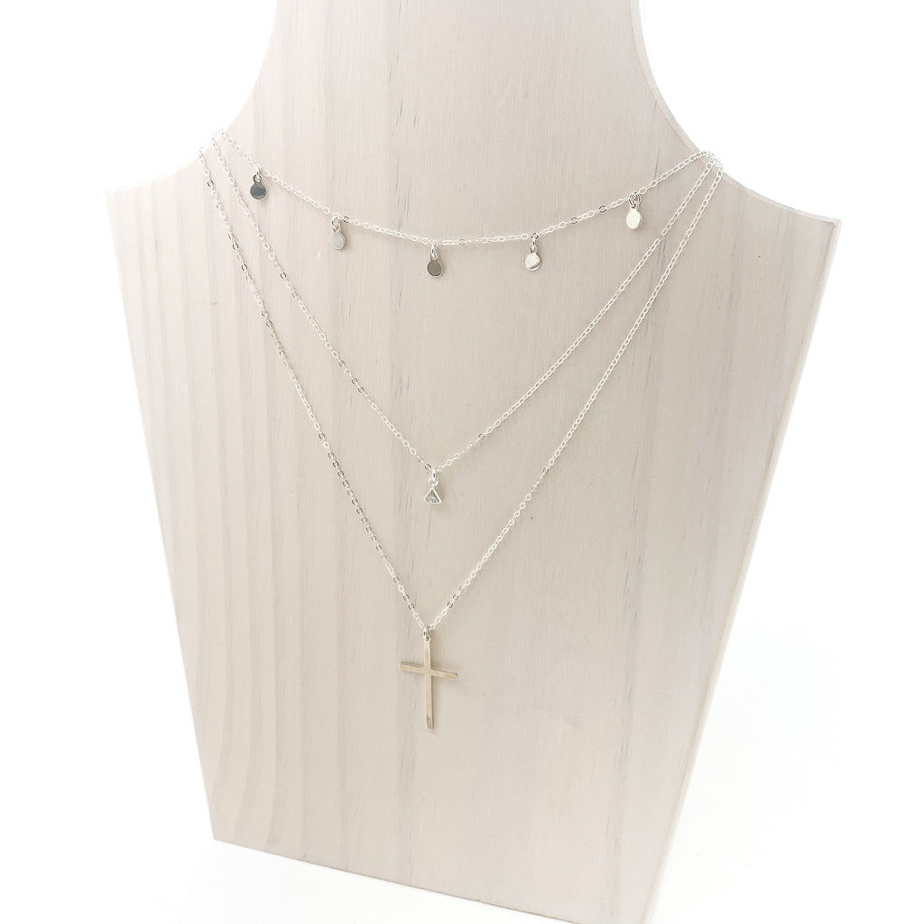 Large Cross Necklace Set | Sterling Silver | Set Of 3 - MTT Collective