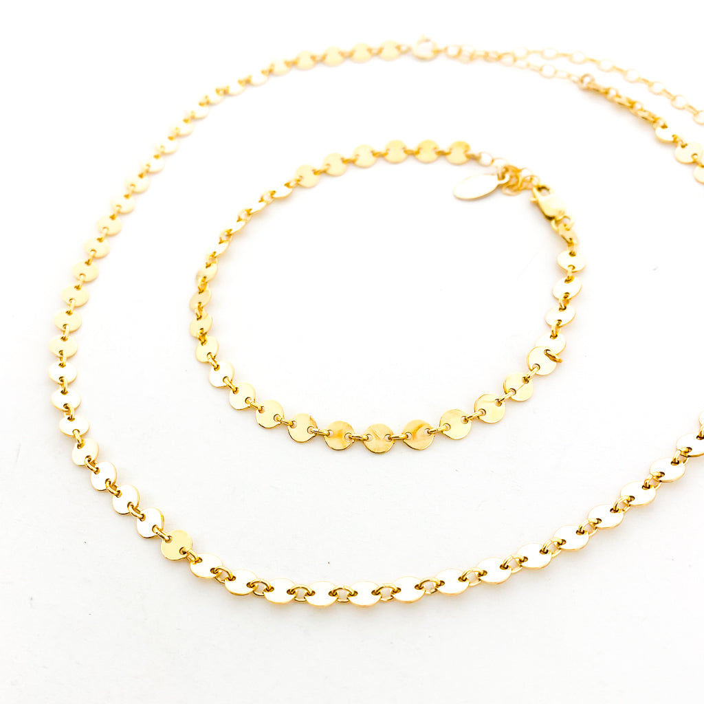 Luna Disc Chain Jewelry Set | 14K Gold-Filled | Set Of 2 - MTT Collective