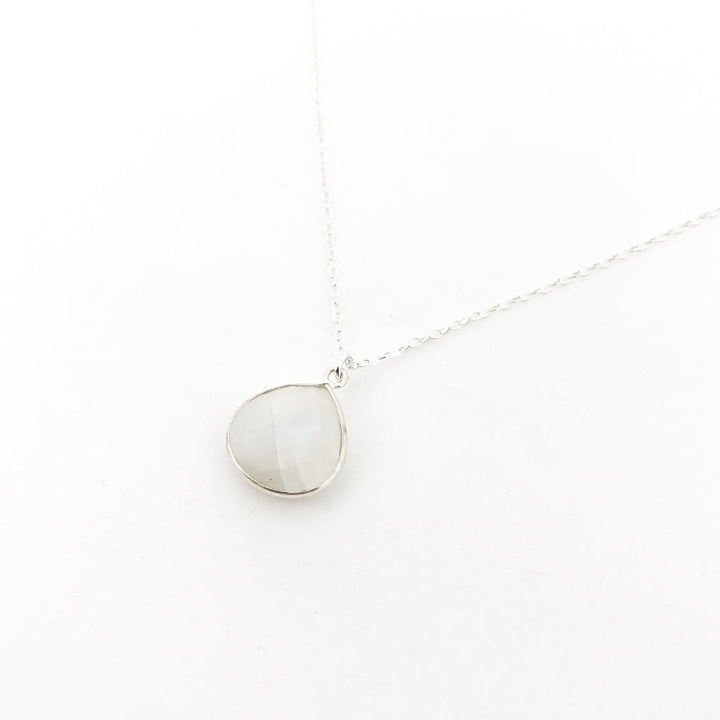 Melanie Drop Moonstone Necklace | Silver - MTT Collective