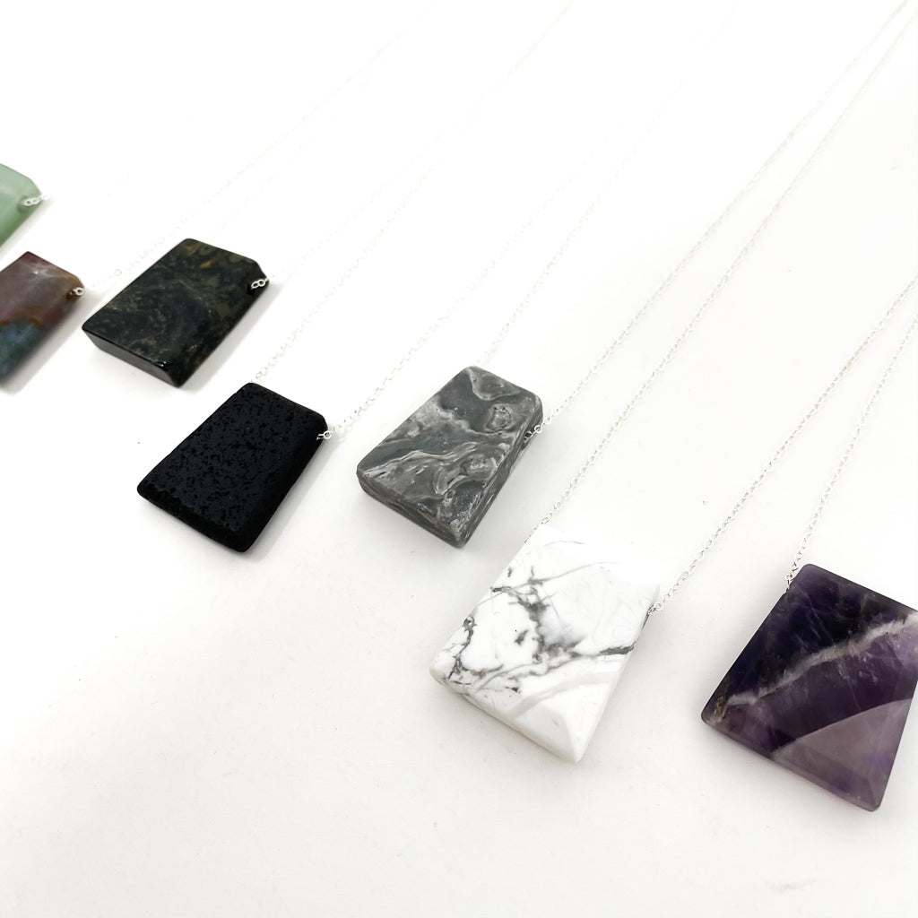 TRAPEZOID STONE NECKLACES | STERLING SILVER | STYLE OPTIONS - MTT Collective