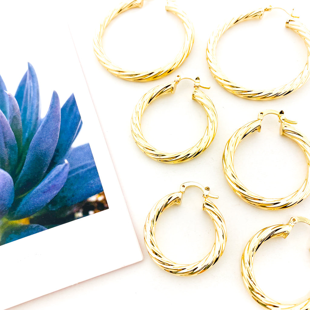Lilly 4mm Thick Twisted Hoops | Gold - MTT Collective