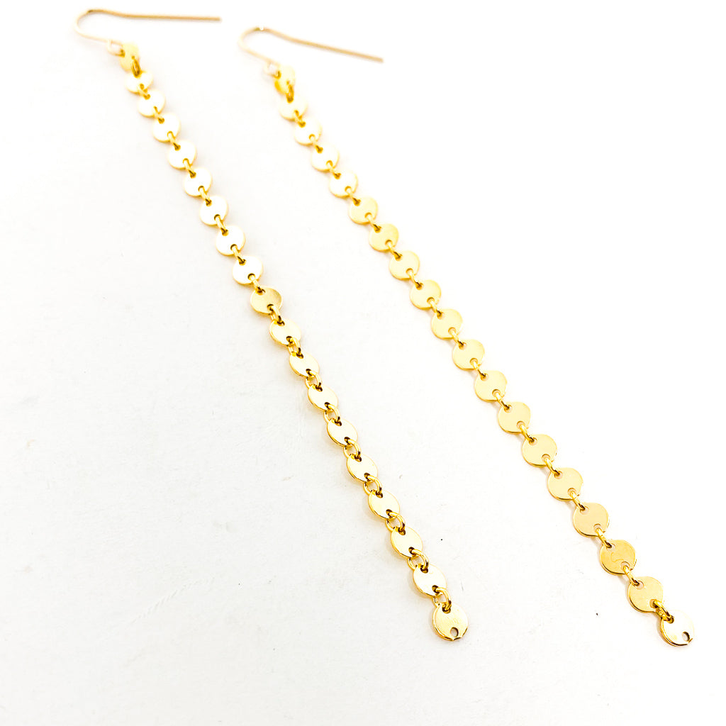 Long Hanging Disc Chain Earrings | 14k Gold-Filled - MTT Collective