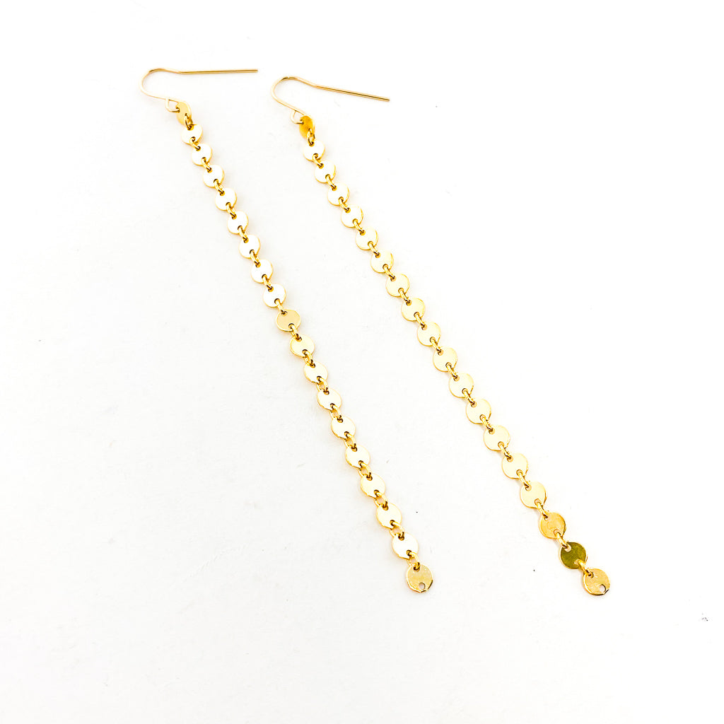 Long Hanging Disc Chain Earrings | 14k Gold-Filled - MTT Collective