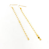 Long Hanging Disc Chain Earrings | 14k Gold-Filled