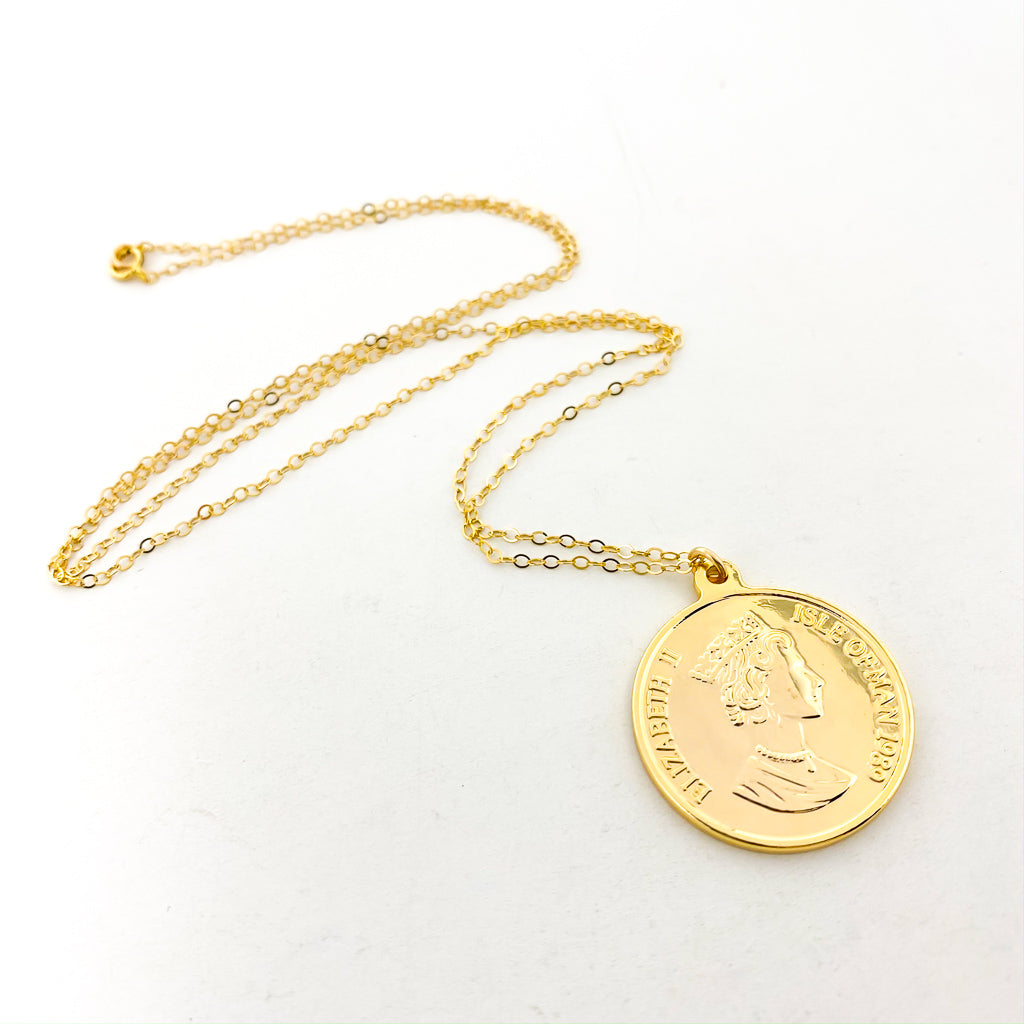 LARGE DOUBLE-SIDED ELIZABETH ISLE COIN NECKLACE | 14K GOLD-FILLED - MTT Collective
