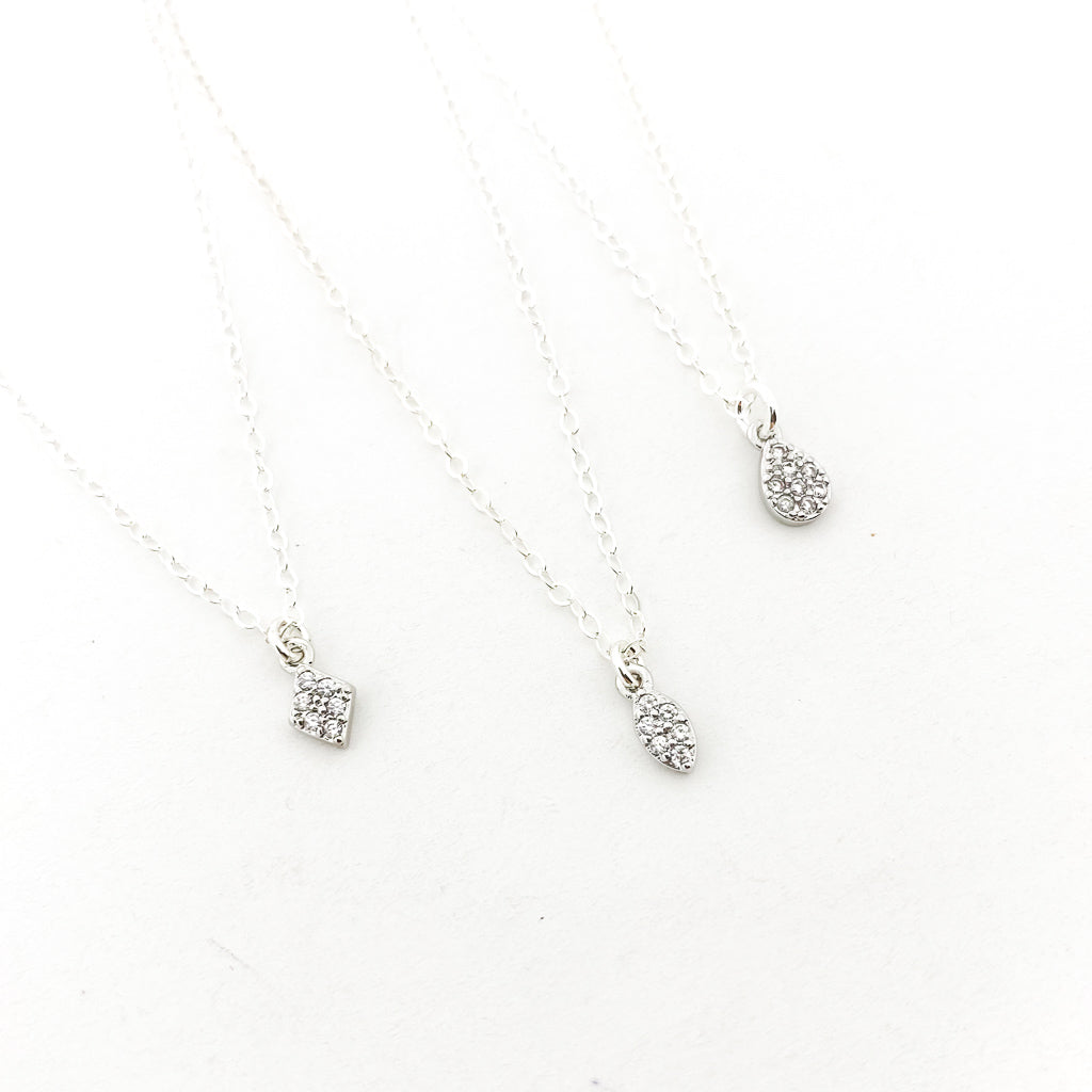 MINI RHINESTONE PENDANT NECKLACES | STERLING SILVER | STYLE OPTIONS - MTT Collective