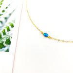 OVAL HELD BLUE LAB OPAL NECKLACE | 14K GOLD-FILLED - MTT Collective