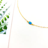 OVAL HELD BLUE LAB OPAL NECKLACE | 14K GOLD-FILLED - MTT Collective