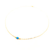 OVAL HELD BLUE LAB OPAL NECKLACE | 14K GOLD-FILLED - MTT Collective