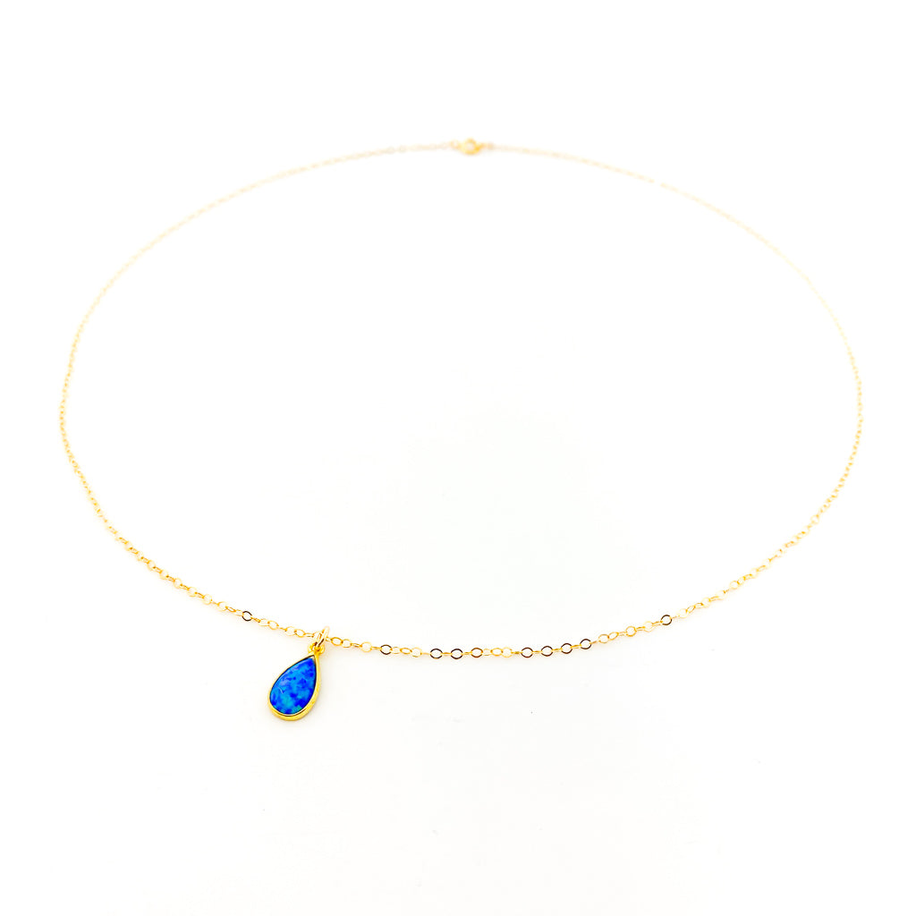 TEAR DROP LAB OPAL NECKLACE | 14K GOLD-FILLED | SIZE OPTIONS - MTT Collective