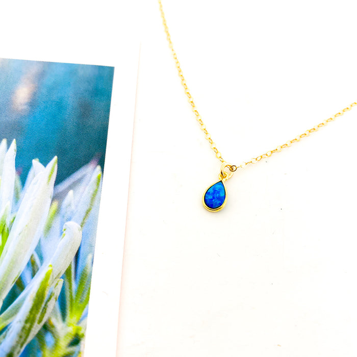TEAR DROP LAB OPAL NECKLACE | 14K GOLD-FILLED | SIZE OPTIONS - MTT Collective