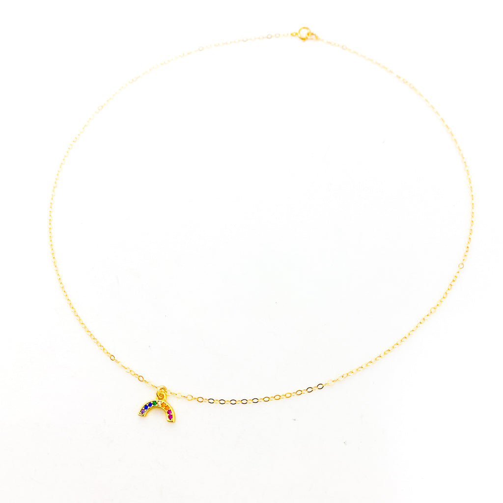 RAINBOW RHINESTONE NECKLACE | 14K GOLD-FILLED - MTT Collective