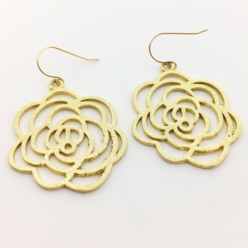 Evie Brushed Rose Earrings | Gold - MTT Collective
