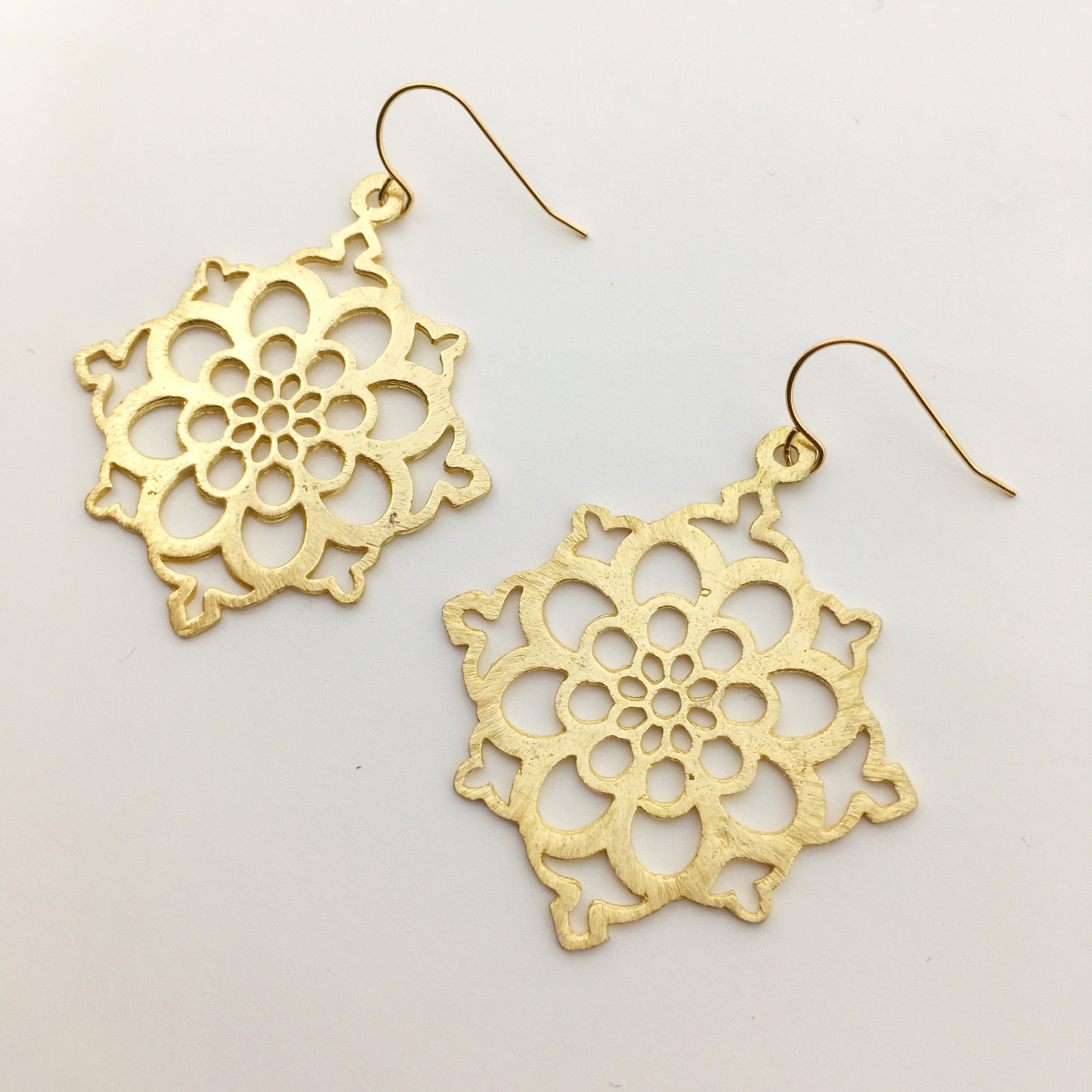 Fiona Floral Brushed Earrings | Gold - MTT Collective