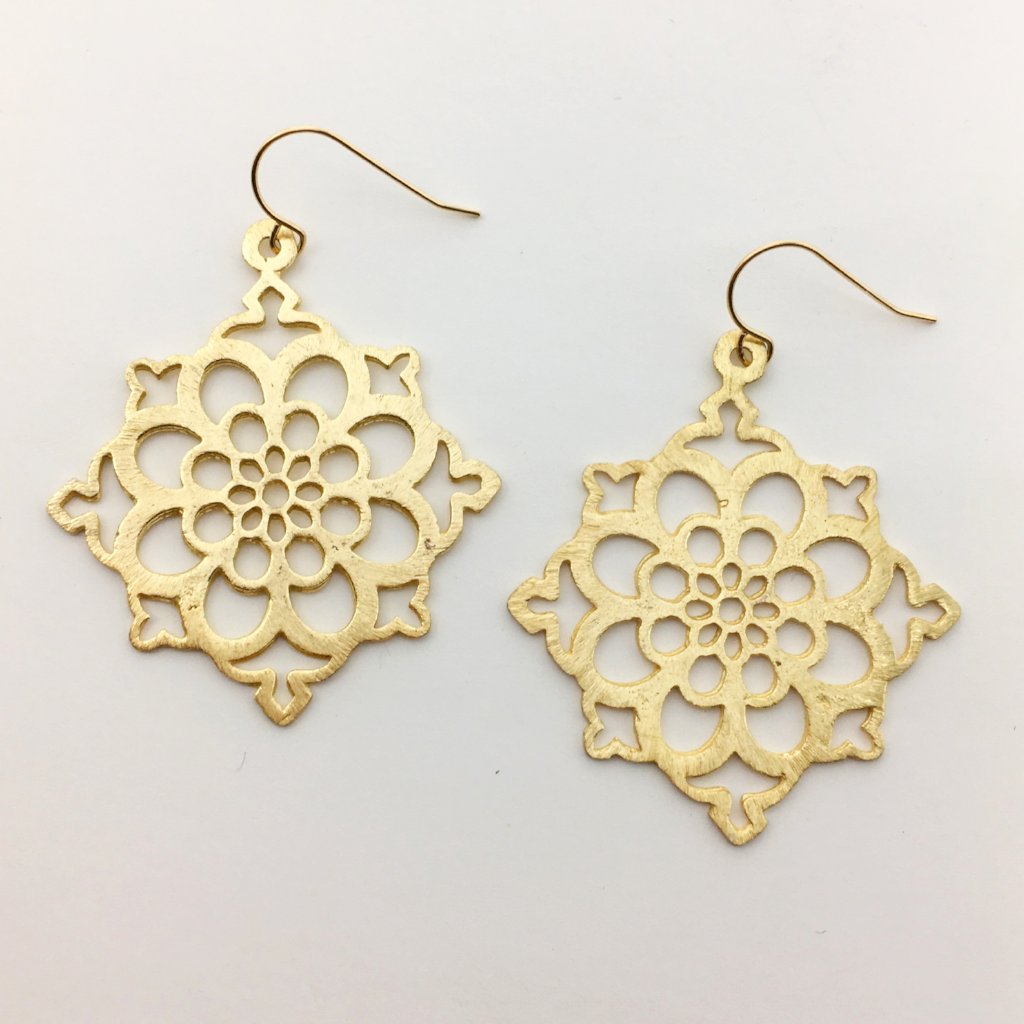 Fiona Floral Brushed Earrings | Gold - MTT Collective