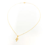 Large Rhinestone Lightning Bolt Necklace | Gold - MTT Collective
