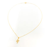 Large Rhinestone Lightning Bolt Necklace | Gold - MTT Collective