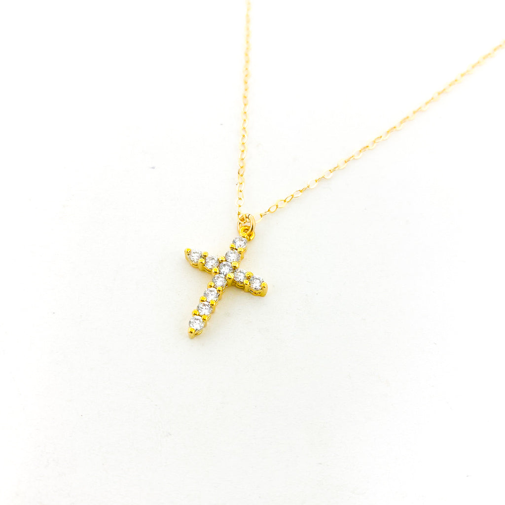 RHINESTONE RUGGED CROSS NECKLACE | 14K GOLD-FILLED - MTT Collective