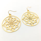 Floral Framed Brushed Earrings | Gold - MTT Collective