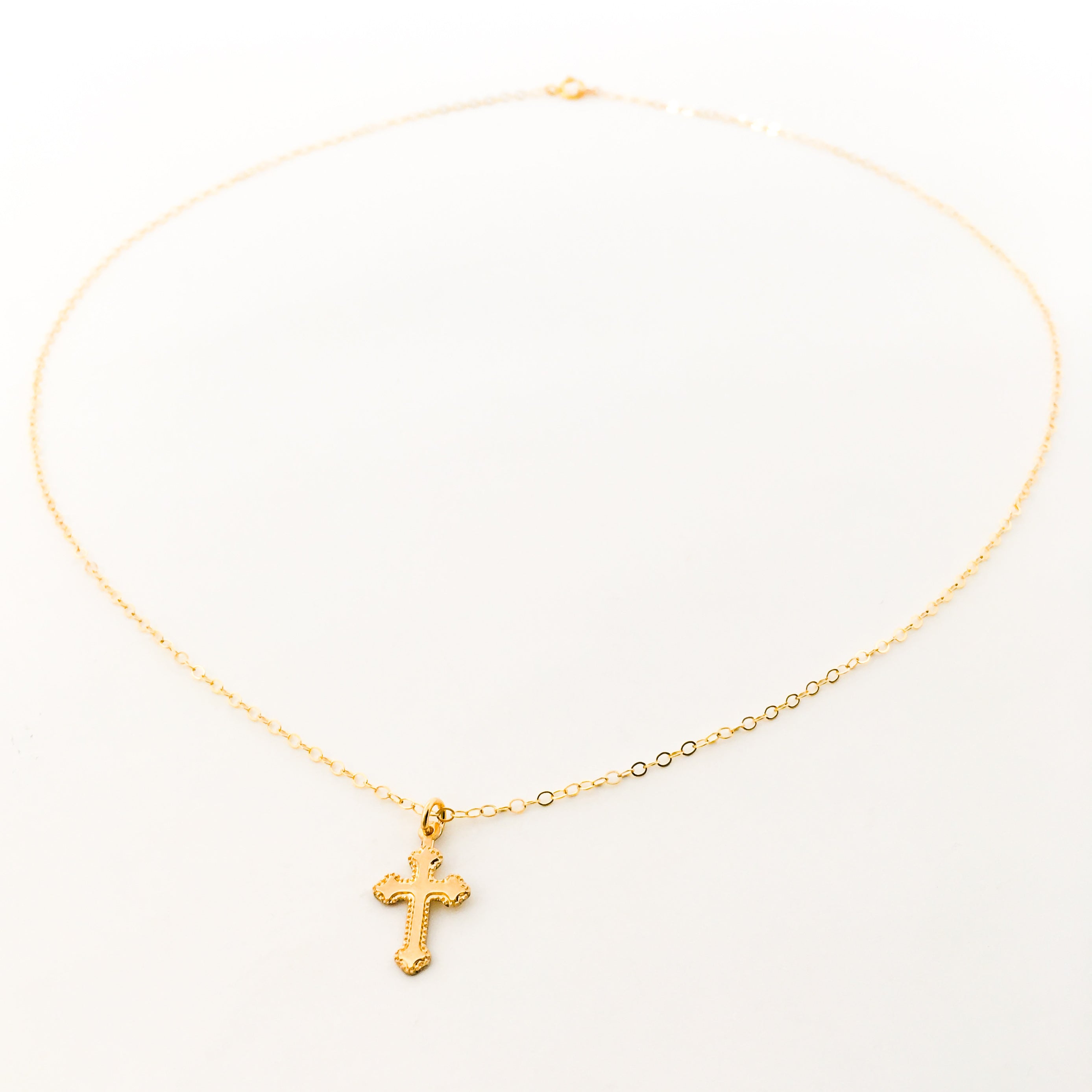 Genevieve Dainty Textured Cross Necklace | Gold - MTT Collective