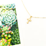 DAINTY TEXTURED CROSS NECKLACE | 14K GOLD-FILLED