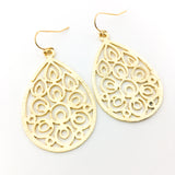 Floral Drop Brushed Earrings | Gold