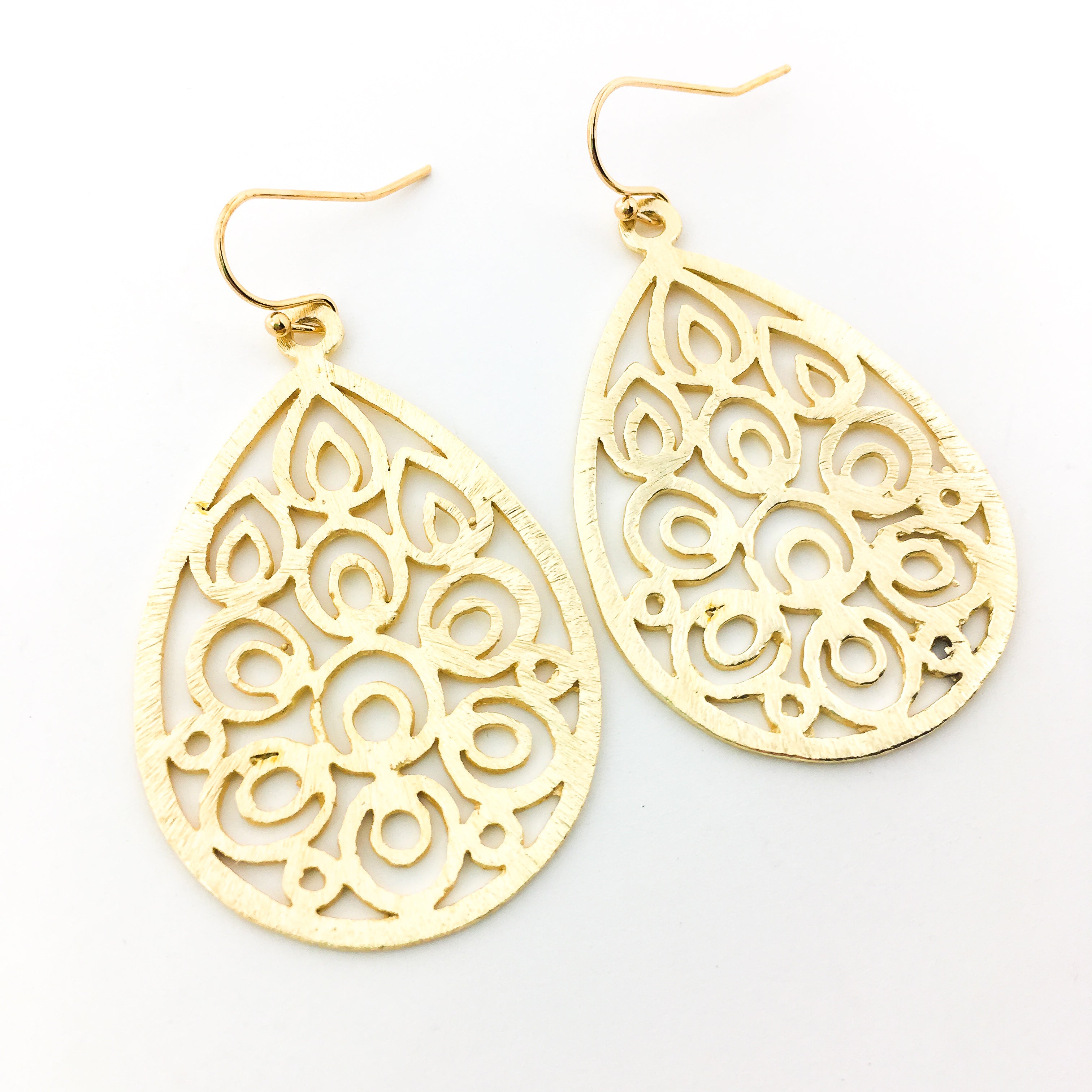 Diana Floral Drop Brushed Earrings | Gold - MTT Collective