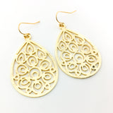 Floral Drop Brushed Earrings | Gold