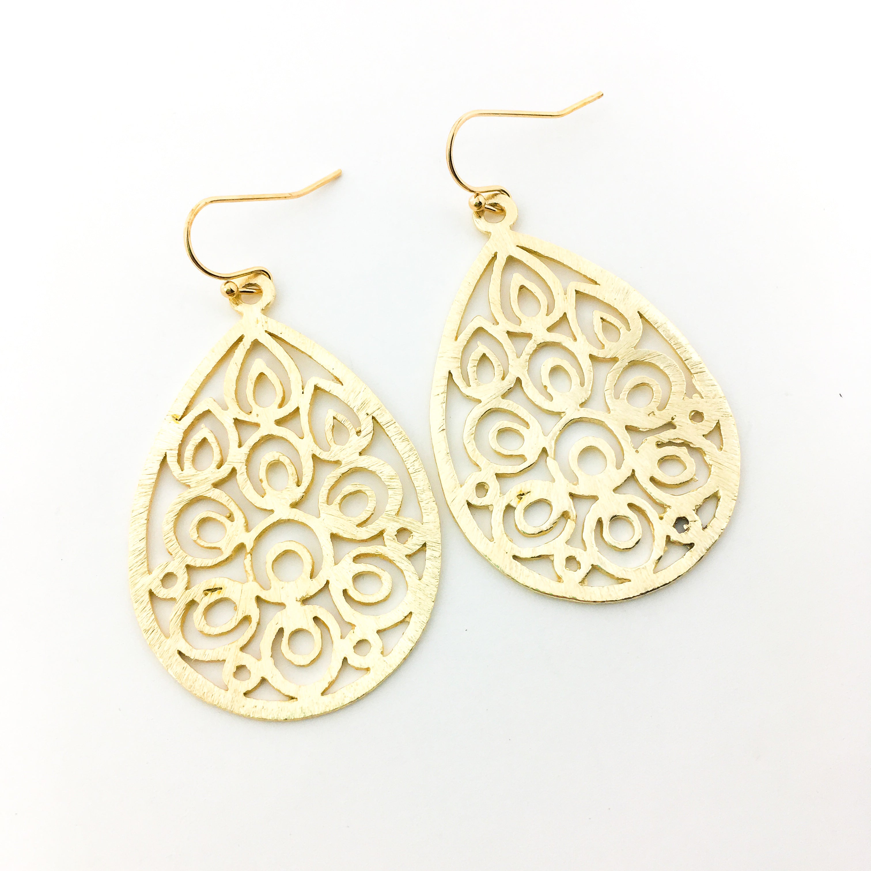 Diana Floral Drop Brushed Earrings | Gold - MTT Collective
