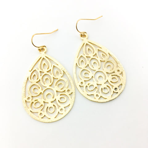 Diana Floral Drop Brushed Earrings | Gold - MTT Collective