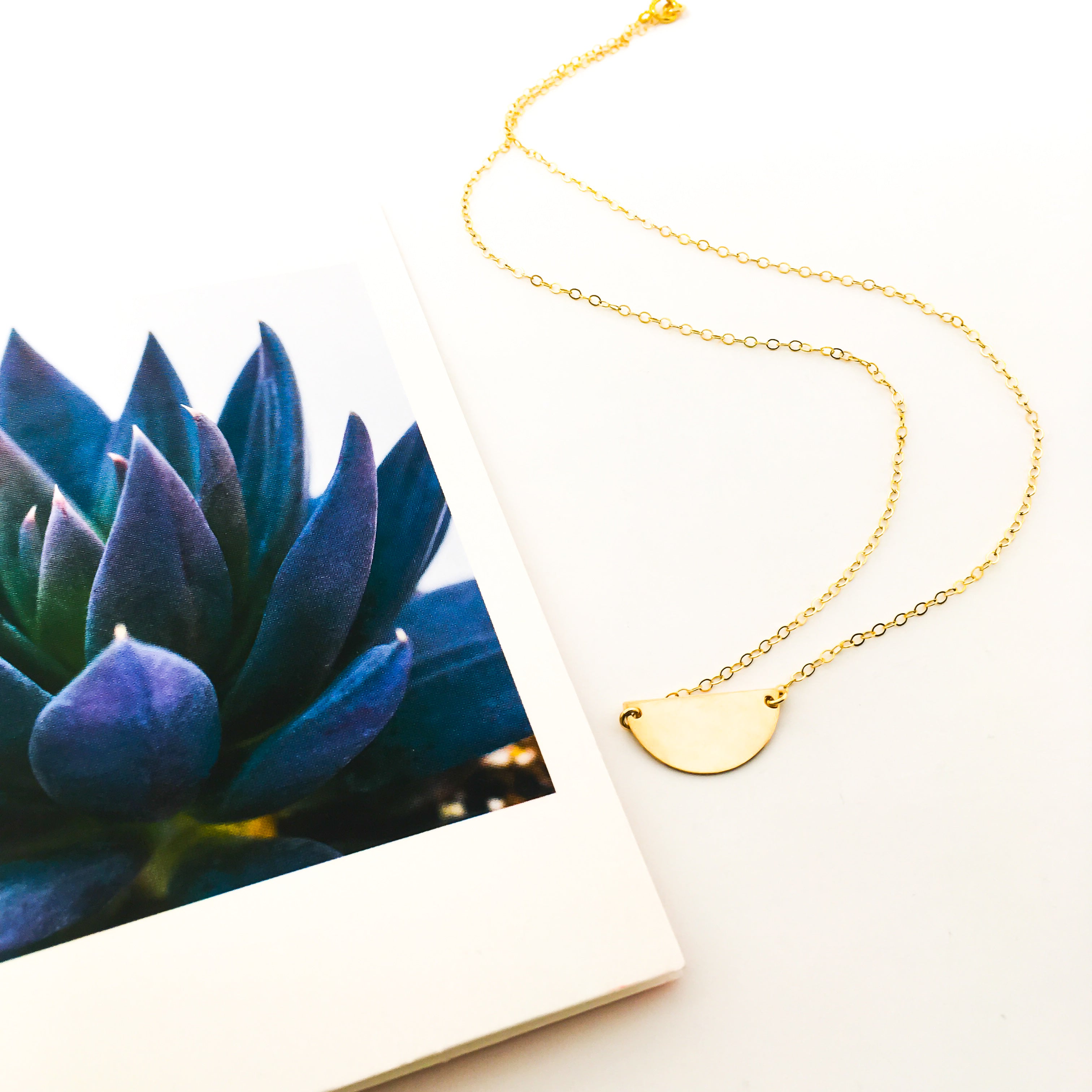 Vivian Dainty Semicircle Disc Necklace | Gold - MTT Collective