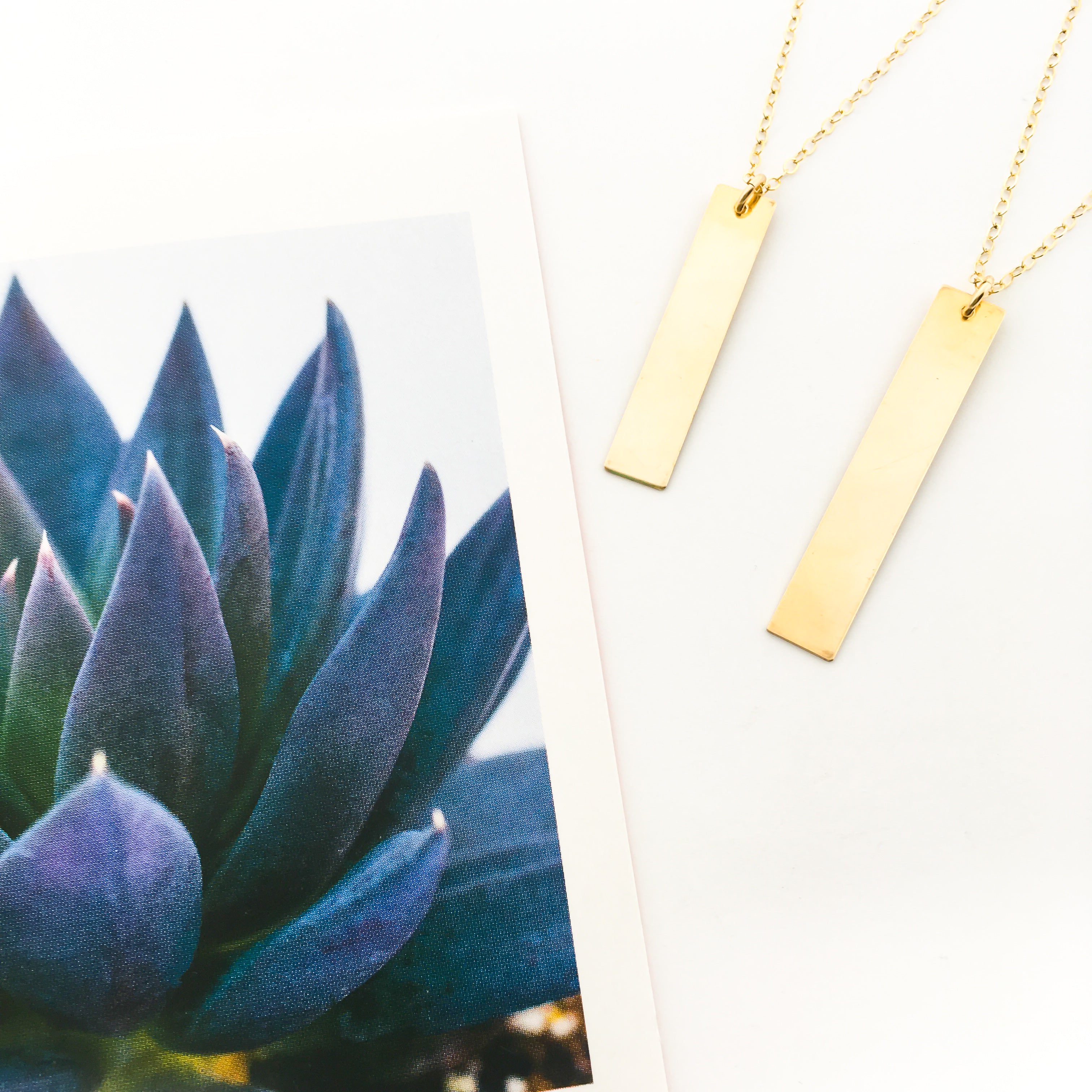 Lydia Long Wide Bar Necklace | Gold - MTT Collective