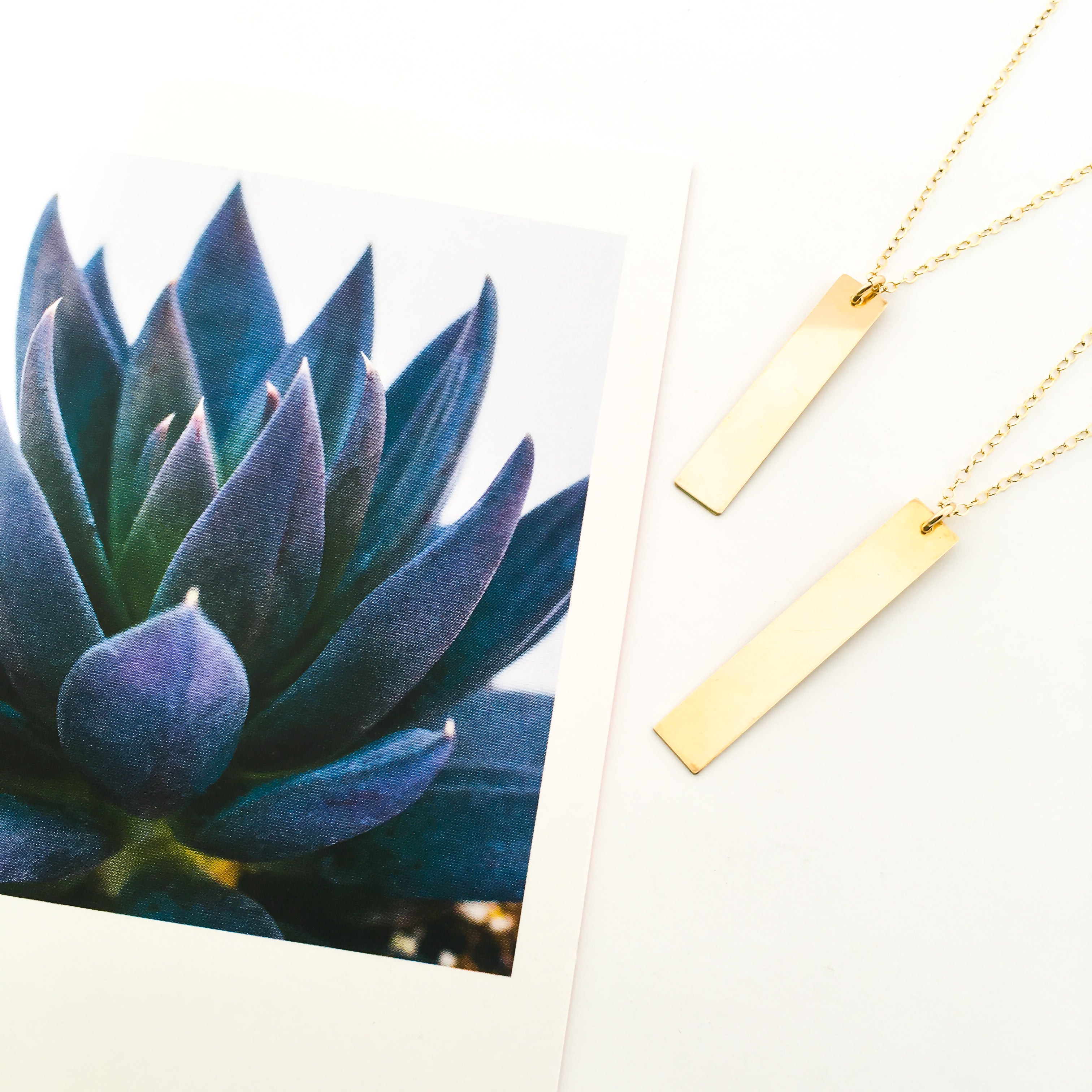 Lydia Long Wide Bar Necklace | Gold - MTT Collective