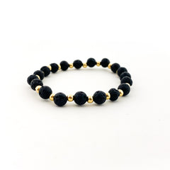 Isabelle Gold Accented Single Pattern Lava Stone Bracelet | 6MM - MTT Collective