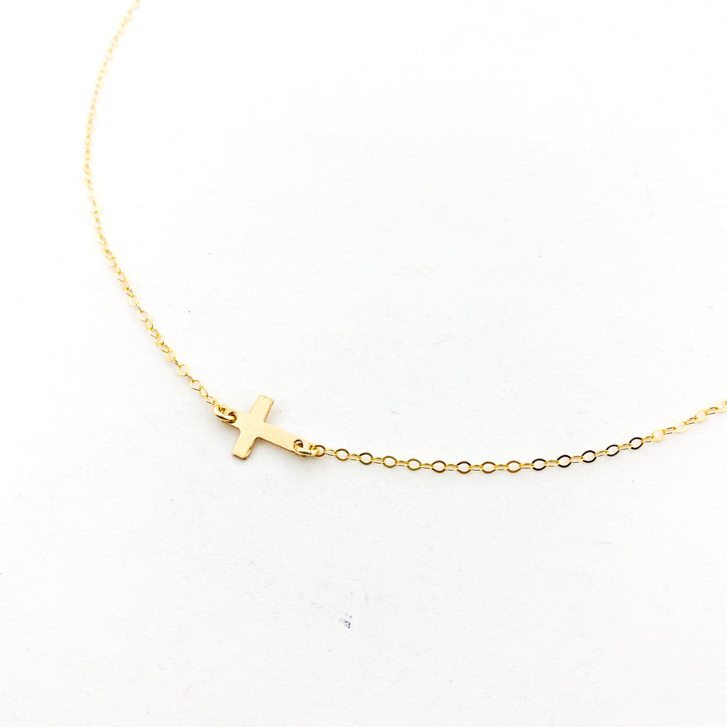 LITTLE HELD CROSS NECKLACE | 14K GOLD-FILLED - MTT Collective