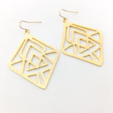 Eden Brushed Diamond Pattern Earrings | Gold