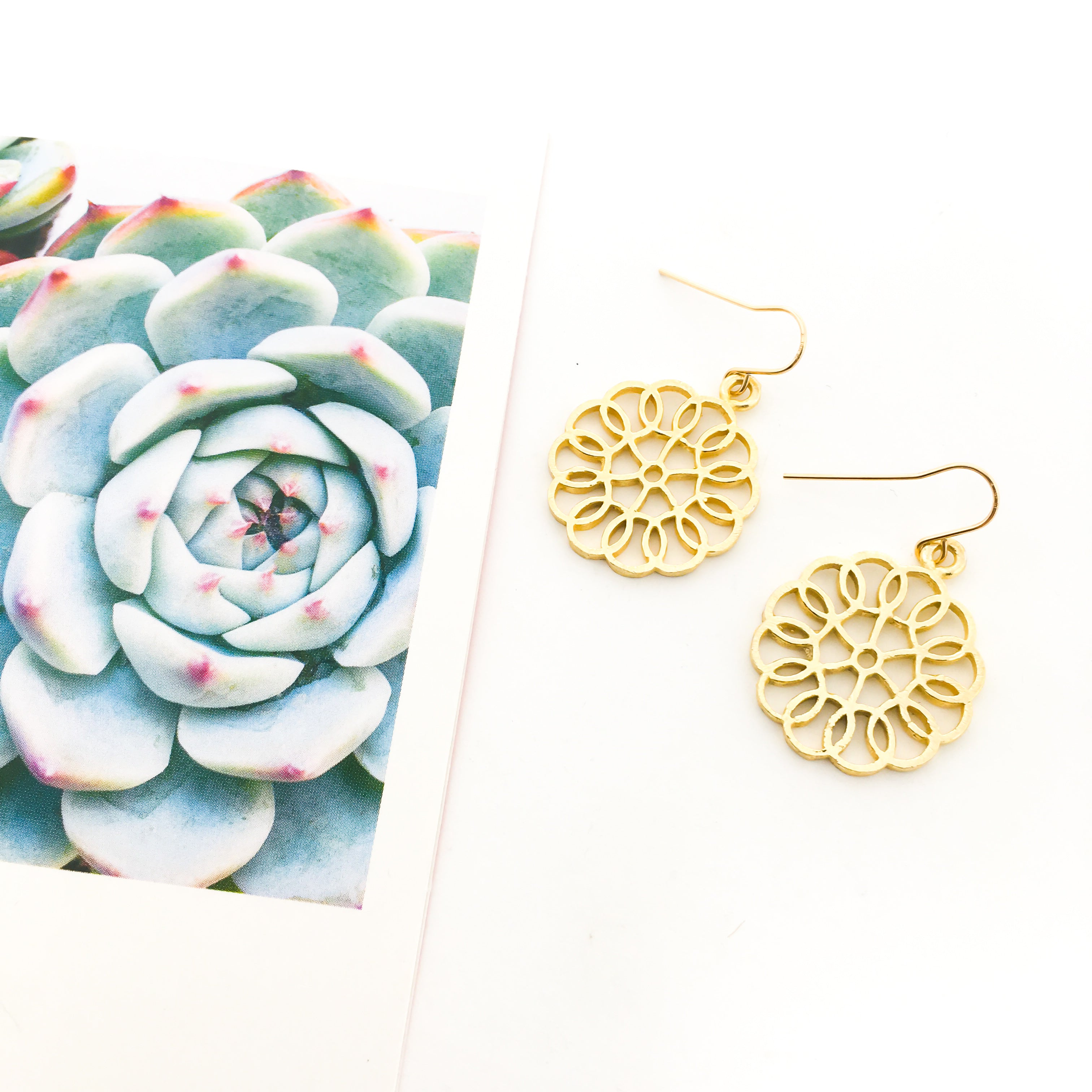 Julianna Brushed Circle Patterned Earrings | Gold - MTT Collective