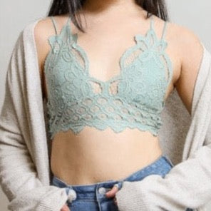 Padded Crochet Lace Longline Bralette - MTT Collective
