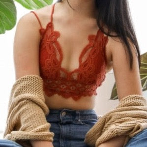 Padded Crochet Lace Longline Bralette - MTT Collective