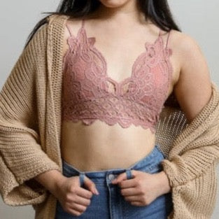 Padded Crochet Lace Longline Bralette - MTT Collective