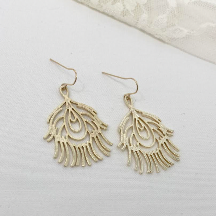Brushed Peacock Shape Earrings | 14K Gold-Filled - MTT Collective