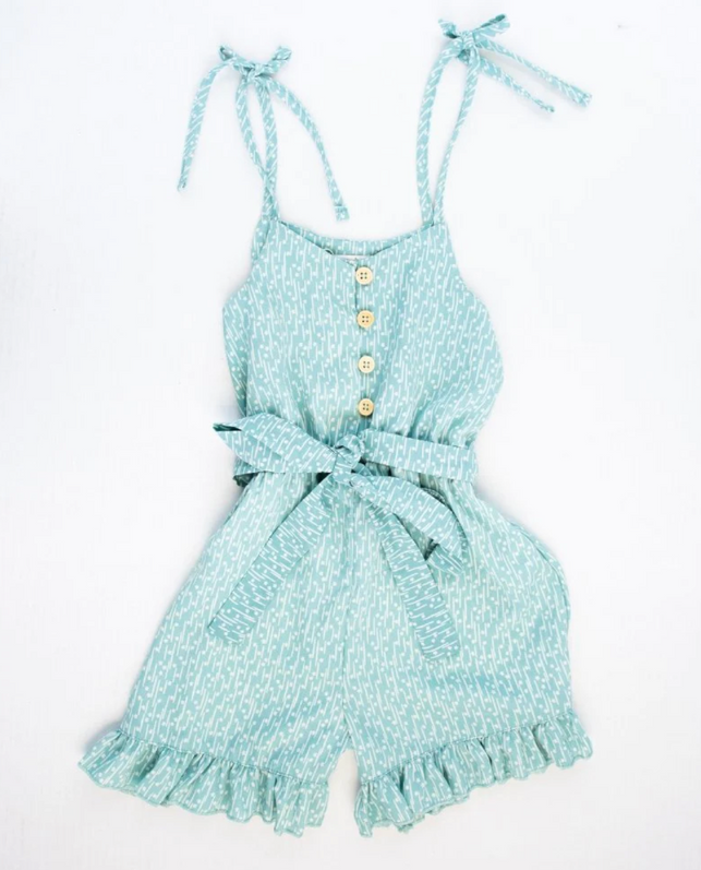 Girls Ashton Tie Strap Ruffle Romper - MTT Collective
