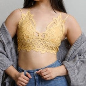 Padded Crochet Lace Longline Bralette - MTT Collective