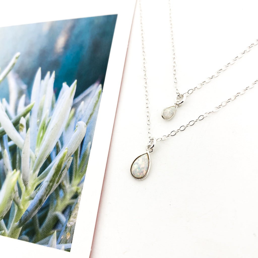 Addison Lab Opal Tear Drop Necklace | Silver - MTT Collective